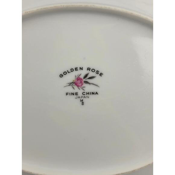 VTG Oval Serving Dish Vegetable Bowl Golden Rose Fine China of Japan 10" Long - Picture 12 of 14